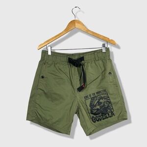 Godzilla Shorts Mens Small Green Gorpcore Streetwear Anime King of the Monsters